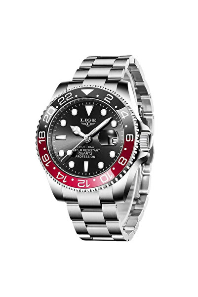 Lige Men's Wristwatch Quartz Luxury Elegant Casual Analog Silver Black