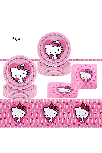 Miniso مجموعة لوازم حفلات سانريو هيلو كيتي، 41 قطعة، تشمل أطباقًا، ومناديل، و...