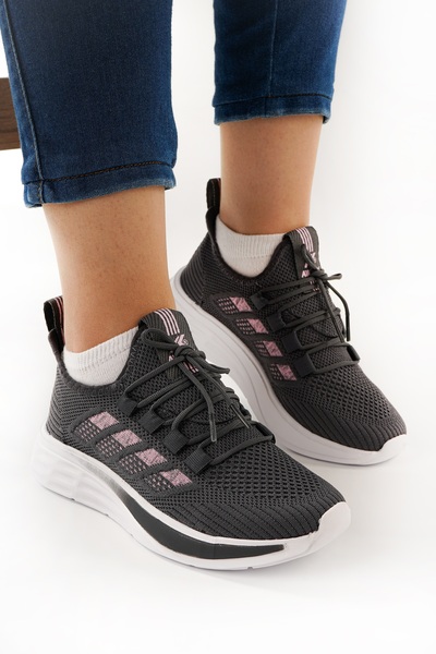 Babetty Unisex Orthopedic Light Sole Striped Detail Lace-Up Knitwear Casual S...