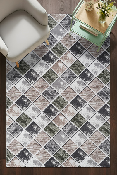 tropikal home Kaymaz Taban Modern Desen Halı Yolluk Leke Tutmaz Kolay Temizle...