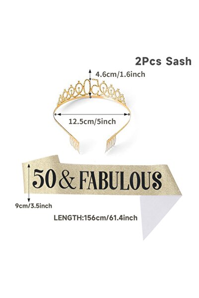 Choice style 3 Gold Silver Glitter Birthday Tiara & Sash for Women Glitter Cr...