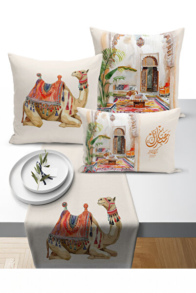Bertille Home Ramazan Bohem Series 3-Piece Throw Pillow + 1 Runner Set Digita...