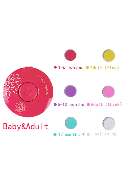 Choice3 red 6 grind heads Electric Baby Nail Trimmer Kid Nail Polisher Tool I...
