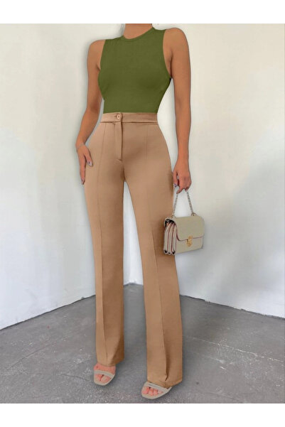 nedo7 Buttoned Lycra Trousers -Mink