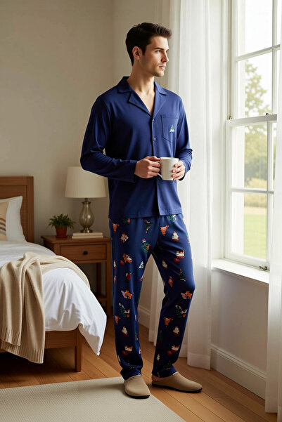 BENERLY Men's Crew Neck Long Sleeve Regular Fit Pajama Set Functional Durable...