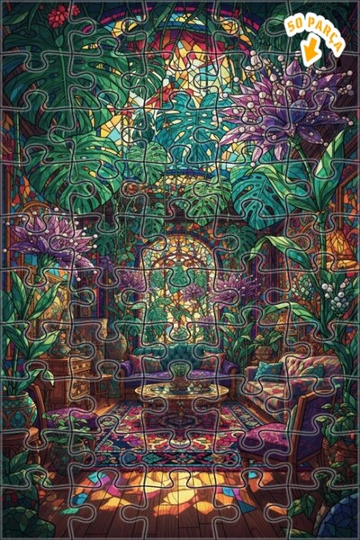 Teona Ahşap لغز خشبي ملون من الزجاج الفسيفسائي السحري لغرفة المعيشة، لغز خشبي...