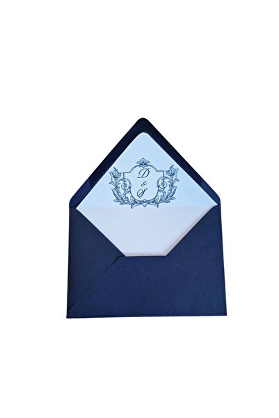 OEM Set plicuri invitatii, albastru inchis, 12.5 x 17.5 cm, cu interior decor...