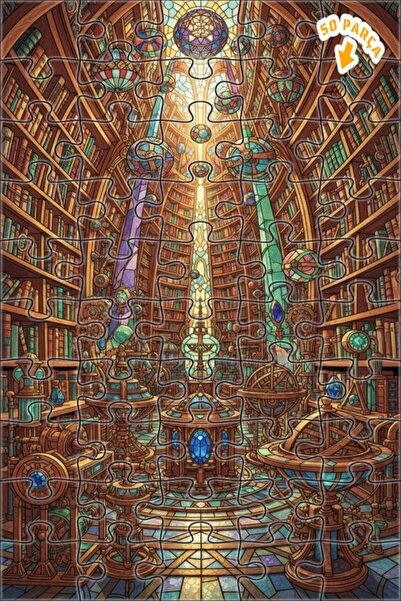 Teona Ahşap لغز خشبي مؤطر بطبقتين من مكتبة ستيمبانك السحرية 50 قطعة 15x25