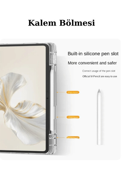 Fuchsia حافظة تابلت ثلاثية الطي مع حجرة للقلم الذكي المغناطيسي متوافقة مع هون...