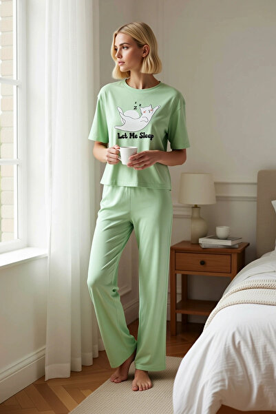 BENERLY Ženska okrugla kragna standardna pidžama sa običnim rukavima, funkcio...