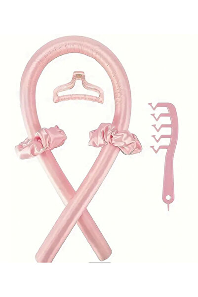 OEM Heatless Hair Curler with 3 Accessories, Pink