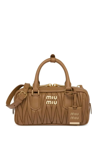 MIUMI MIU Small Arcadie Top Handle Bag in Matelassé Nappa Leather Crossbody S...
