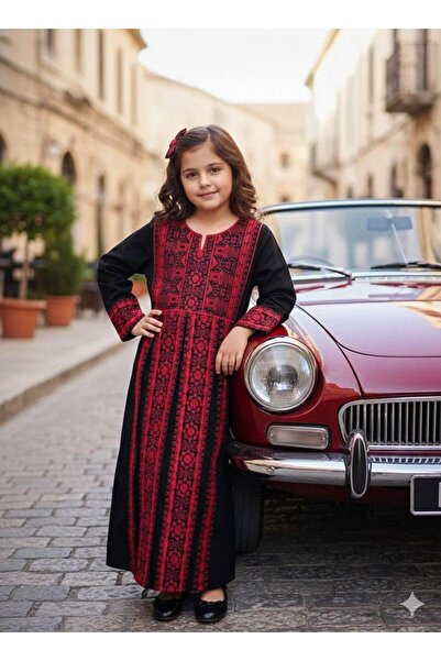 Lyaly aljlabyh ثوب "أصالة النخبة" للأطفال فستان فلسطيني بناتي - كريب درجة أول...