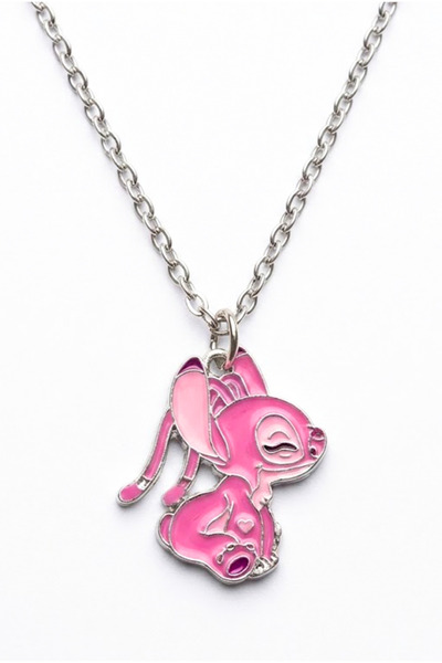 MakeWell Lillo ve Stitch Tasarımlı Mavi Pembe Renkli Çocuk Kolyeleri