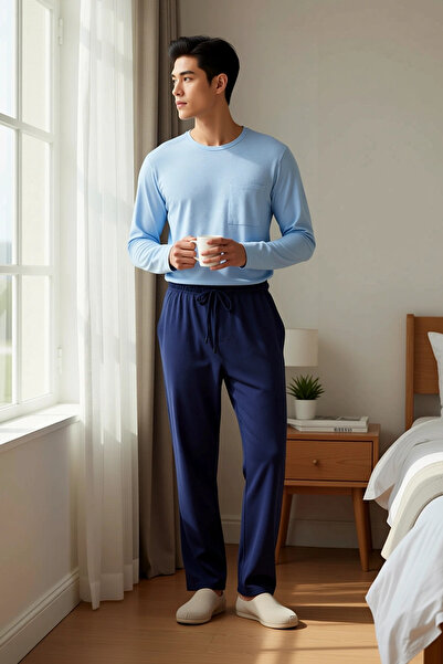 BENERLY Ανδρικό σετ πιτζάμες με κανονική εφαρμογή, πλεκτό με λαιμόκοψη και κα...