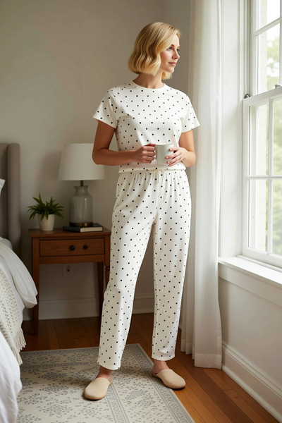 BENERLY Women's Crew Neck Standard Sleeve Regular Fit Pajama Set Functional M...