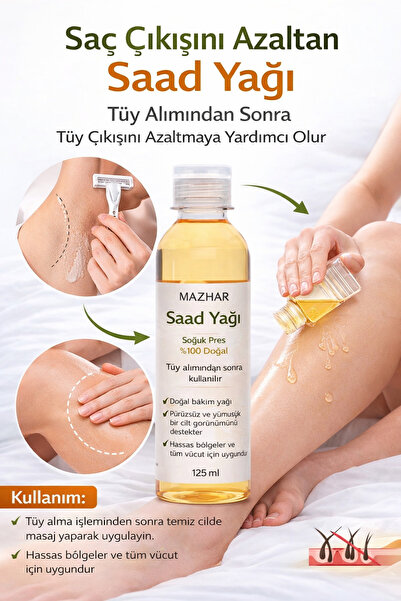 mazhar Tüy Azaltıcı Ve Tüy Önleme Saad Yağı ağı Saad Yağı 125 ml
