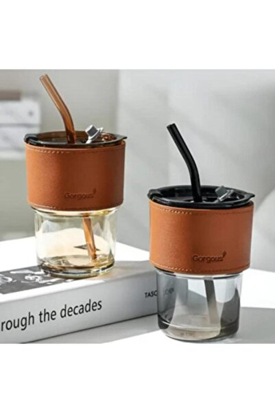 OEM Set of 3x Glass Cups with Straws 450ml