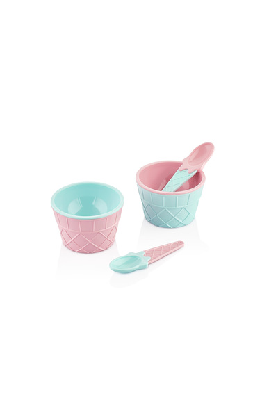 YAZICI Carnival Ice Cream Set 4 Pieces – Colorful Ice Cream Serving and Prese...