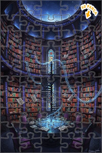 Teona Ahşap لغز خشبي مؤطر بطبقتين من مكتبة غامضة ذات فن سحري 50 قطعة 15×25