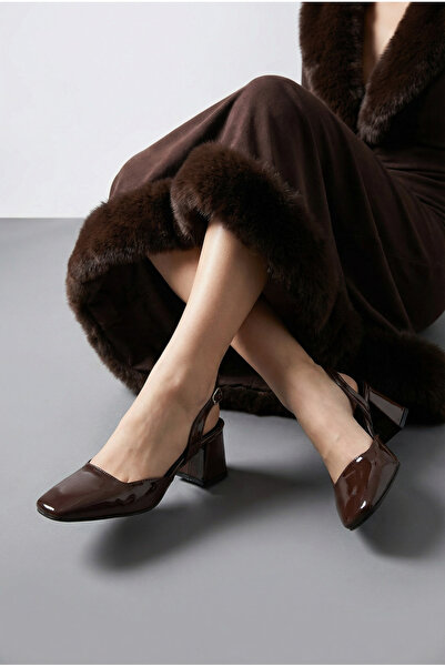 Savves Pantofi Isabelle pentru femei, maro, cu toc gros, cu vârf pătrat