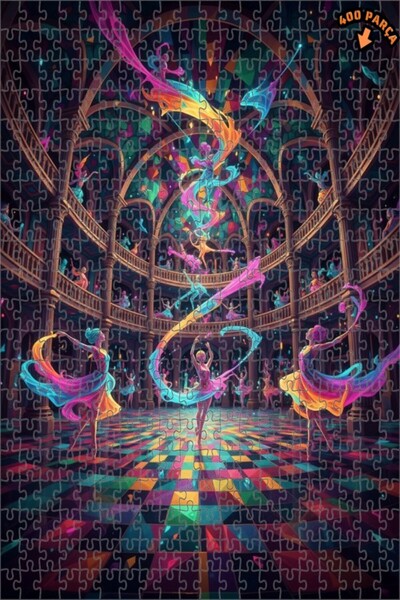 Teona Ahşap لغز خشبي فني تجريدي ملون من بالي إيشور، 400 قطعة، 35×35