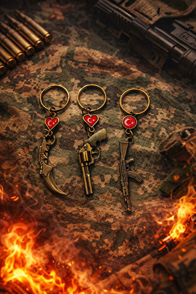 seymenbıçakçılık مجموعة من 3 سلاسل مفاتيح على شكل شخصيات عسكرية مع علم تركيا ...