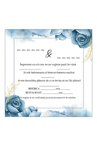OEM Invitatie nunta cu plic, 15x15cm, Model 86