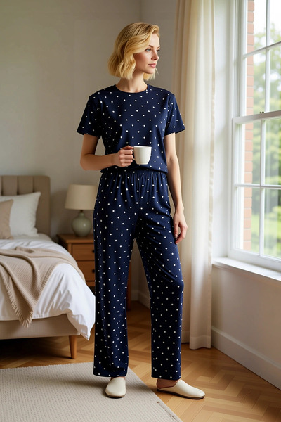 BENERLY Women's Crew Neck Standard Sleeve Regular Fit Pajama Set Functional M...