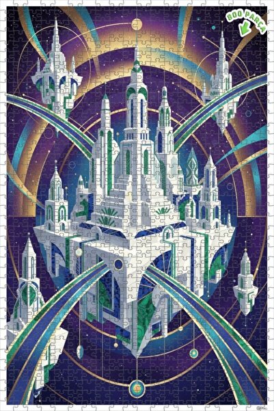 Teona Ahşap لغز خشبي بمظهر لوحة زيتية لمدينة كوكبية مستقبلية 800 قطعة 70×50