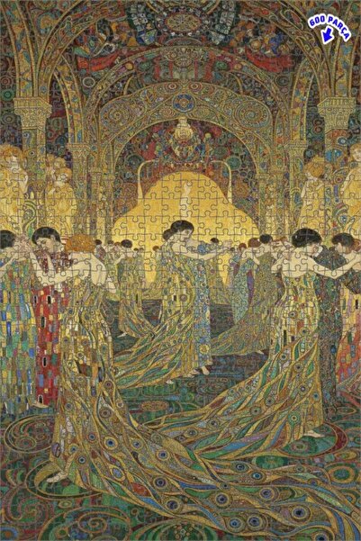 Teona Ahşap Gustav Klimt Öpücük Altın Yaldızlı Mozaik Çift katlı Çerçeveli Ah...