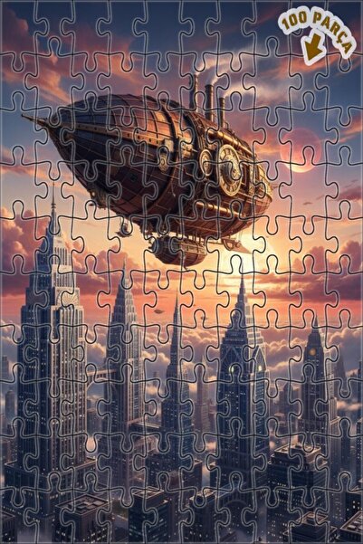 Teona Ahşap لغز خشبي بإطار مزدوج الطبقات بمظهر لوحة زيتية لمدينة السفن الهوائ...