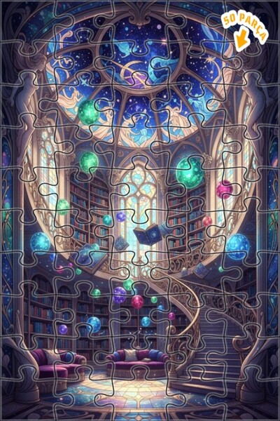 Teona Ahşap لغز خشبي مؤطر بطبقتين من مكتبة الفن السحري 50 قطعة 15×25