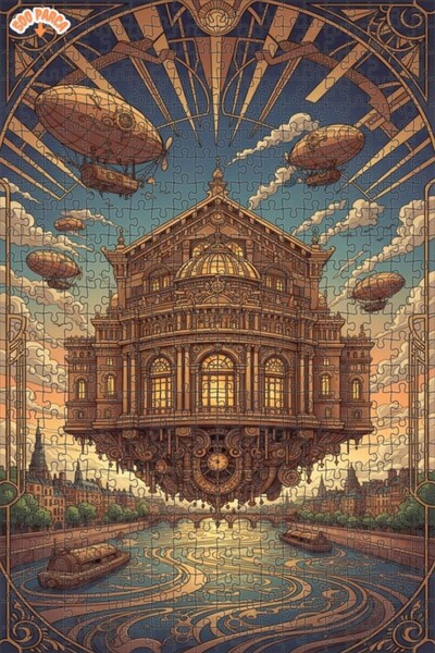 Teona Ahşap لغز خشبي مؤطر بتفاصيل القلعة الطائرة 500 قطعة 50×30