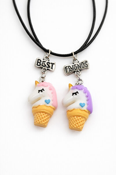 MakeWell Gökuşağı Panda Dondurma Unicorn Donut Tasarımlı 2'li Kolyeler