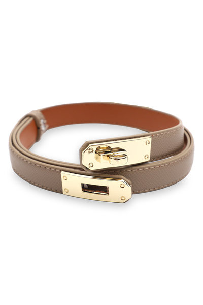 Velvoria Жіночий ремінь з натуральної шкіри, регульований, колір «камінь» (тауп)