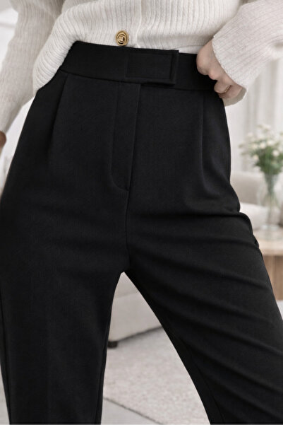 T SteepRockt Women's Palazzo Pants Stretch Fabric Velcro Closure Black High W...