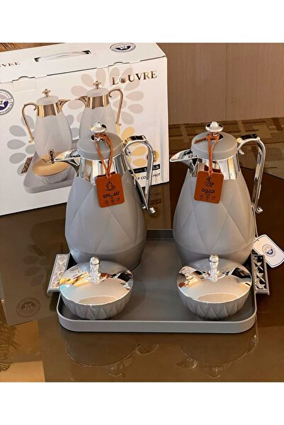 Generic A tea and coffee thermos set from the Louvre brand, featuring a moder...