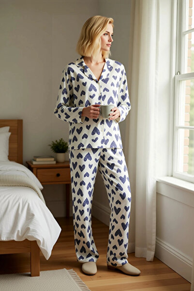 BENERLY Women's Shirt Collar Standard Sleeve Regular Fit Pajama Set Functiona...