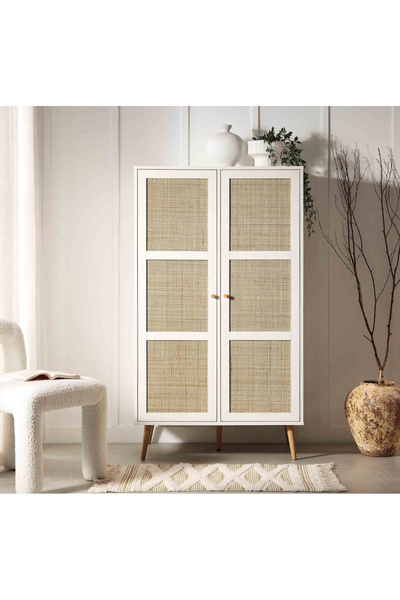 AYKOL MOBİLYA MDF İSKANDİNAV TARZI İKİ KAPAKLI JÜT KUMAŞLI GARDROP