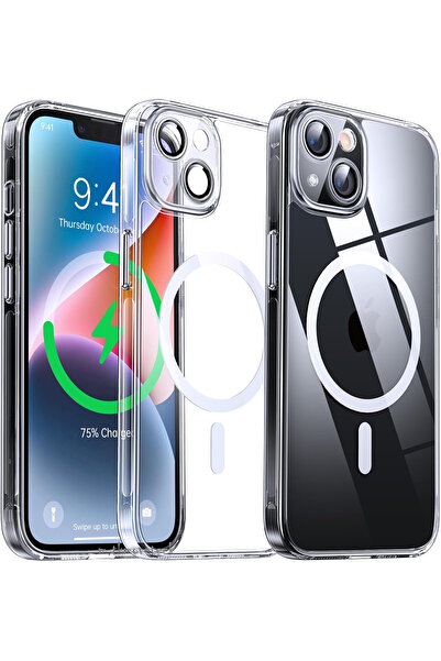 m.tk moveteck iPhone 13 Kılıf Kamera Korumalı Magsafe Şarj Özellikli Şeffaf P...
