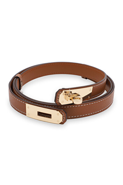 Velvoria Жіночий темно-коричневий регульований ремінь із натуральної шкіри