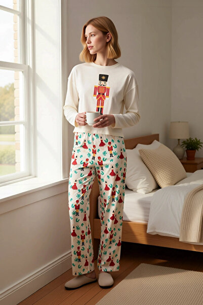 BENERLY Women's Crew Neck Low Arm Long Sleeve Regular Fit Pajama Set Good Qua...