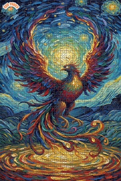 Teona Ahşap لغز خشبي بإطار مزدوج الطبقات بمظهر لوحة زيتية لطائر الفينيق ذو ال...