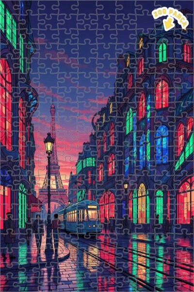 Teona Ahşap لغز خشبي بإطار ذو طابقين بمظهر لوحة زيتية لأضواء باريس 200 قطعة 2...