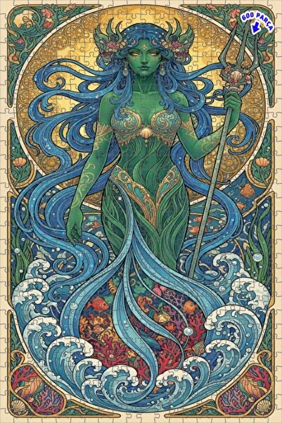 Teona Ahşap لغز خشبي مؤطر بطبقتين بتصميم فني لحورية البحر 600 قطعة 50×35