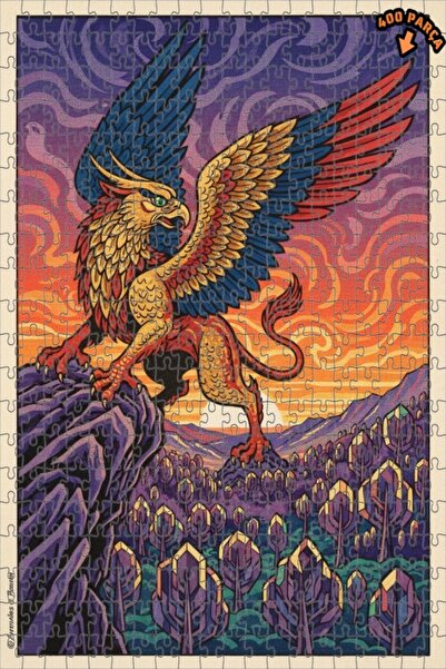 Teona Ahşap لغز خشبي بمنظر غابة غريفن الخيالية الرائعة بمظهر لوحة زيتية 400 ق...