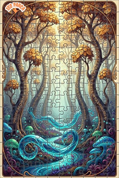 Teona Ahşap لغز خشبي مؤطر بطبقتين بمظهر لوحة زيتية لجبل الغابة الغامضة 150 قط...