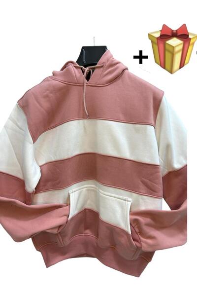 ALEMDAR STORE سويت شيرت رجالي مخطط وردي وأبيض - بلوفر كاجوال ناعم بستايل شباب...