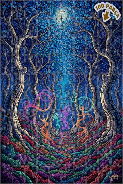 Teona Ahşap لغز خشبي مؤطر بطبقتين من رقصة الغابة السحرية 100 قطعة 25×25